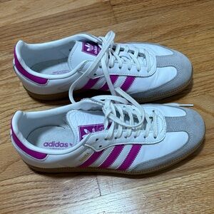 Adidas Samba Women's White and Pink Sneakers